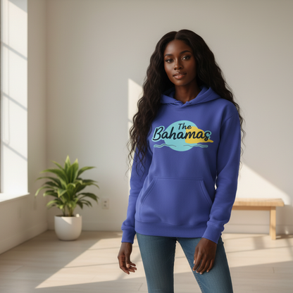 Bahamas Flag Themed Graphic Oversize Fleeced Unisex Hoodie