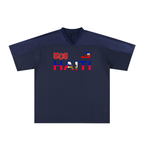 Oversized Unisex V-Neck Soccer Jersey Featuring a Haiti Flag-Inspired Mesh Design