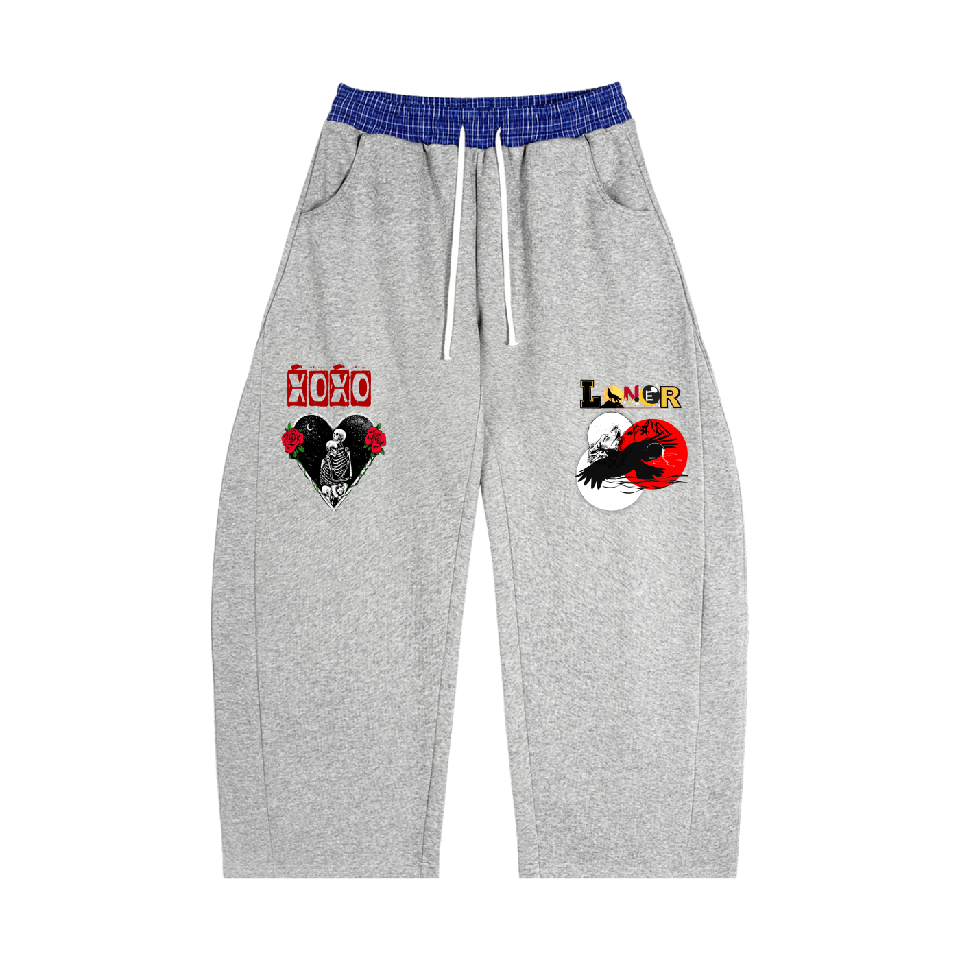 Plaid Waistband Barrel Sweatpants