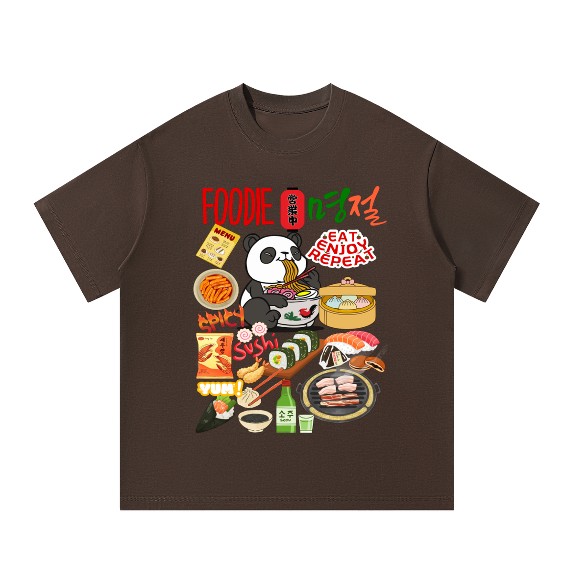 Asian Foodie Enthusiast Graphic Unisex Oversized T-Shirt