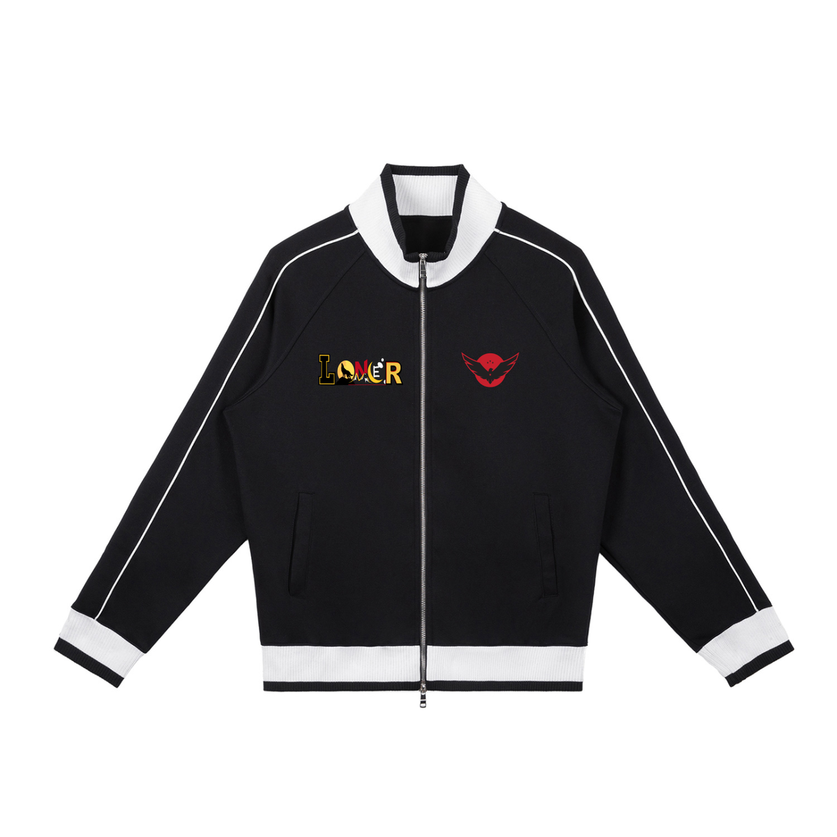 Gothic Wolf Art, Color Block Raglan Sleeve Zip Track Unisex Jacket