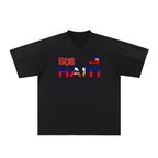 Oversized Unisex V-Neck Soccer Jersey Featuring a Haiti Flag-Inspired Mesh Design