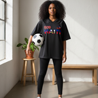 Oversized Unisex V-Neck Soccer Jersey Featuring a Haiti Flag-Inspired Mesh Design