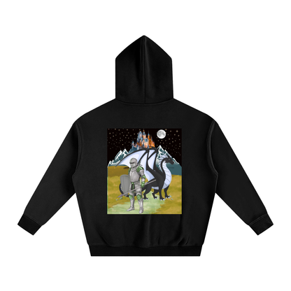 Medieval Themed Oversize Fleeced Hoodie, Knights and Dragon Fans