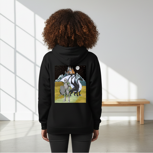 Unisex Medieval Themed Oversize Fleeced Hoodie, Knights and Dragon Fans
