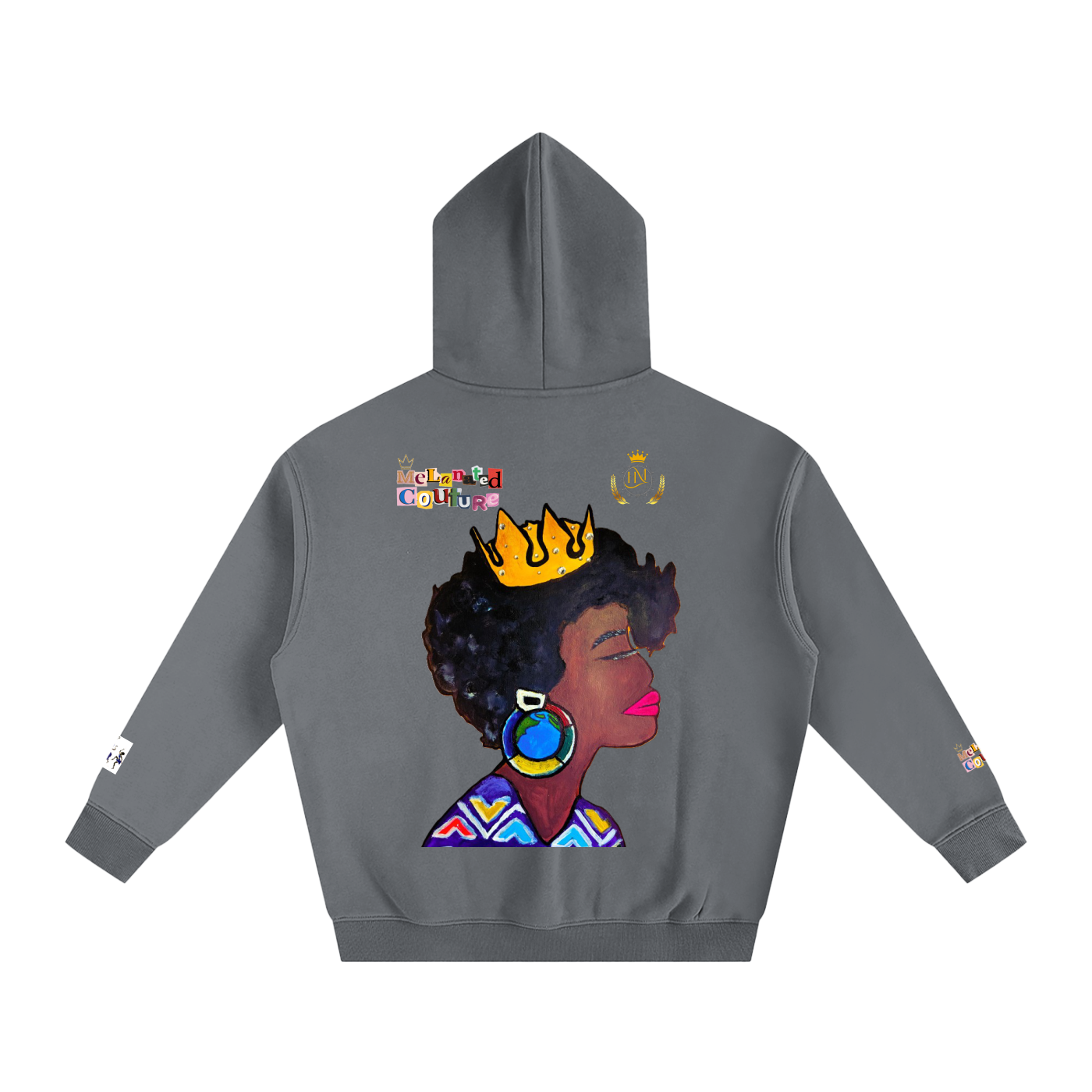 Crowned Black Woman Art Graphic Unisex Oversize Fleeced Hoodie