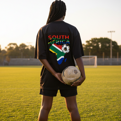 South African Flag Themed Graphic Mesh V-Neck Soccer Jersey