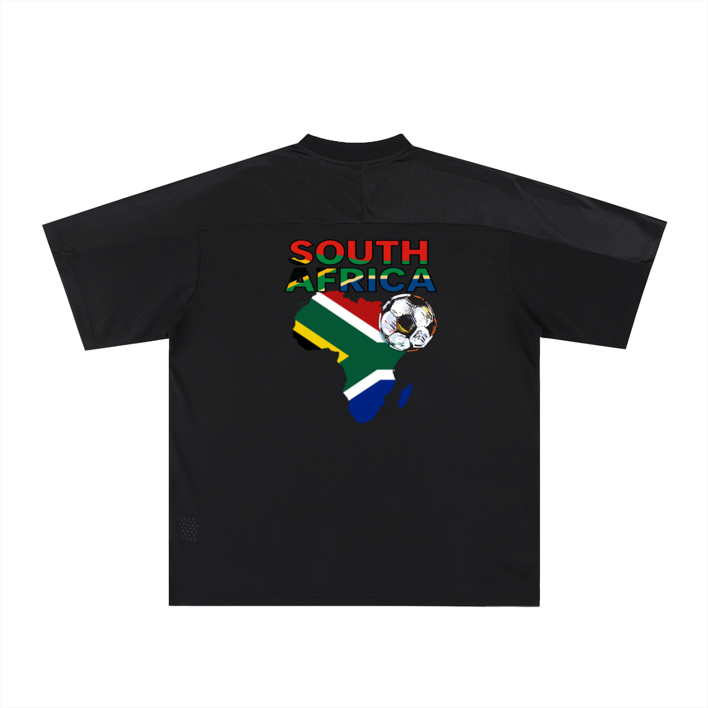 South African Flag Themed Graphic Mesh V-Neck Soccer Jersey