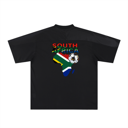 South African Flag Themed Graphic Mesh V-Neck Soccer Jersey