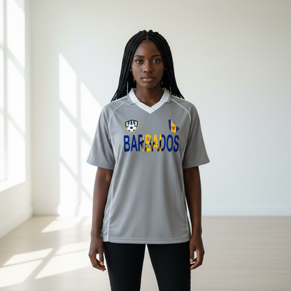 Barbados Flag Shadow Stripe Collared Soccer Jersey