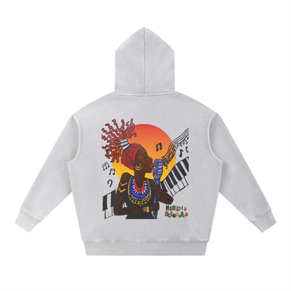 Jazz Singer Art Hoodie, Snow Wash Fleece Oversize Unisex Hoodie