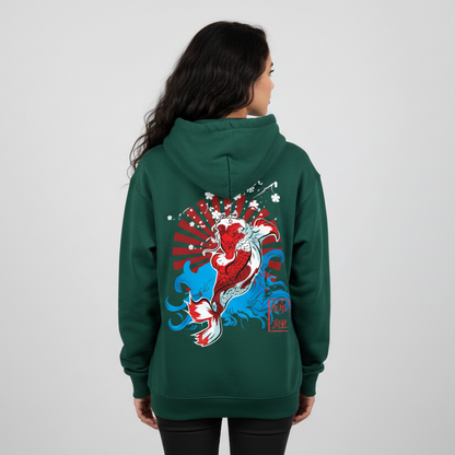 Koi Fish Graphic Oversize Fleeced Unisex Hoodie