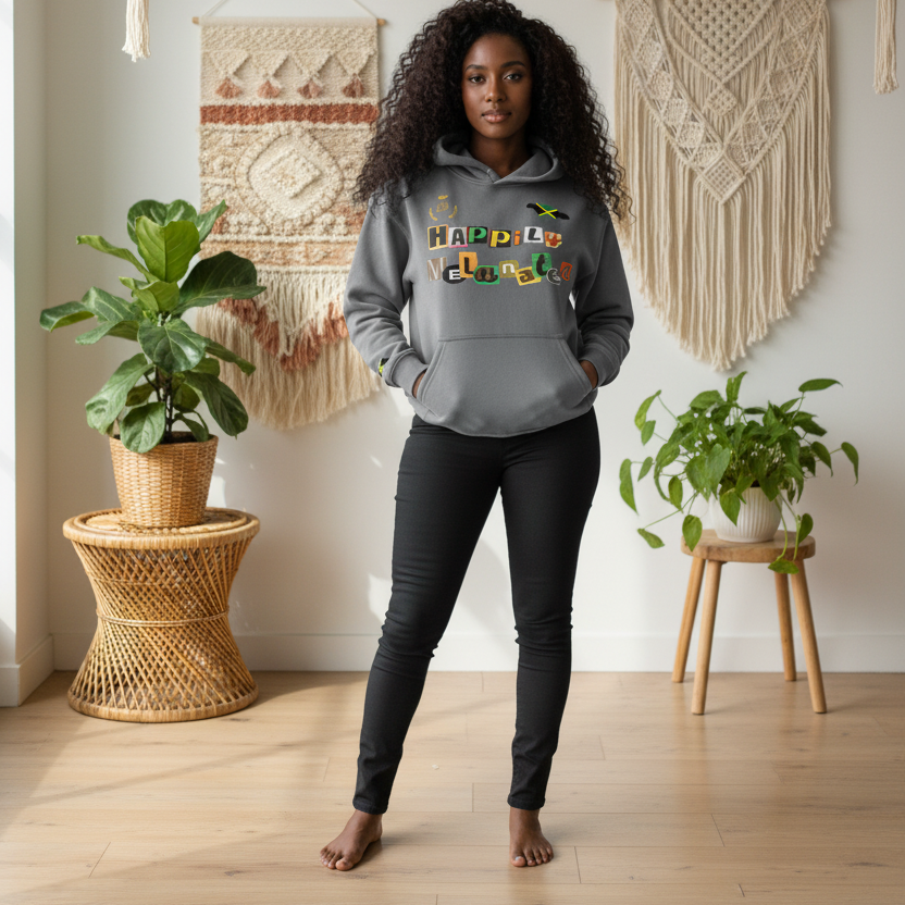 Jamaica Flag Themed Graphic Oversize Fleeced Unisex Hoodie