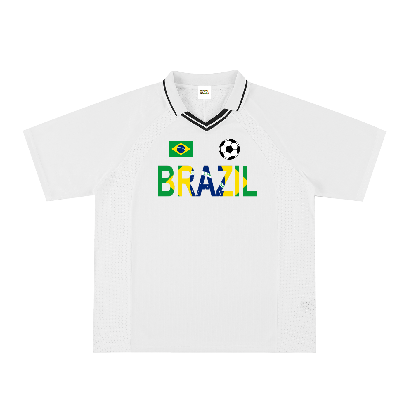 Brazil Flag Themed Graphic Striped V-Neck Soccer Unisex Jersey