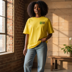 Jamaica Flag Art Themed Graphic Boxy Oversized Unisex T-Shirt