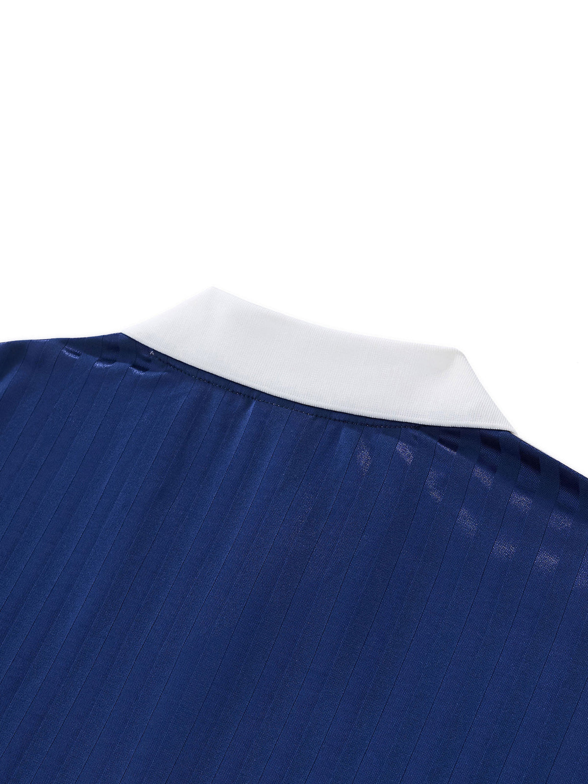 Dominican Republic Flag Themed Contrast Collar Striped Soccer Jersey