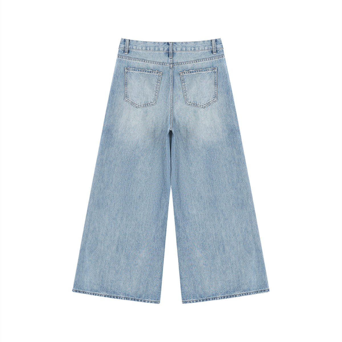 Women’s Vintage-Wash Distressed Wide-Leg Jeans with Animal Print Graphic Art ODMPOD