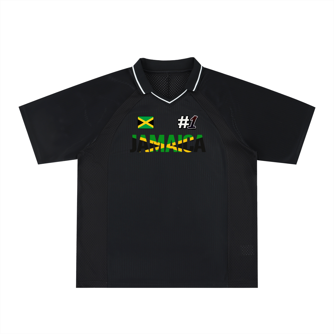 Jamaican Flag Themed Graphic V-Neck Soccer Jersey