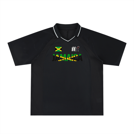 Jamaican Flag Themed Graphic V-Neck Soccer Jersey