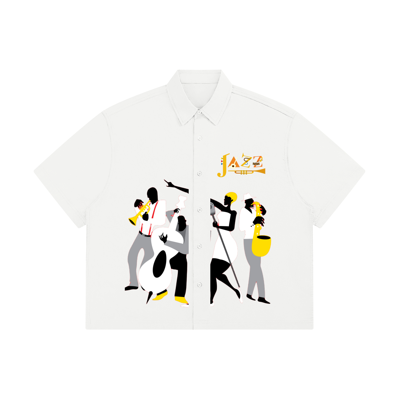 Unisex Boxy Short-Sleeve T-Shirt Featuring Jazz Band Graphic Design