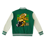 Graphic Unisex Football Themed Two-Tone Fleeced Varsity Jacket