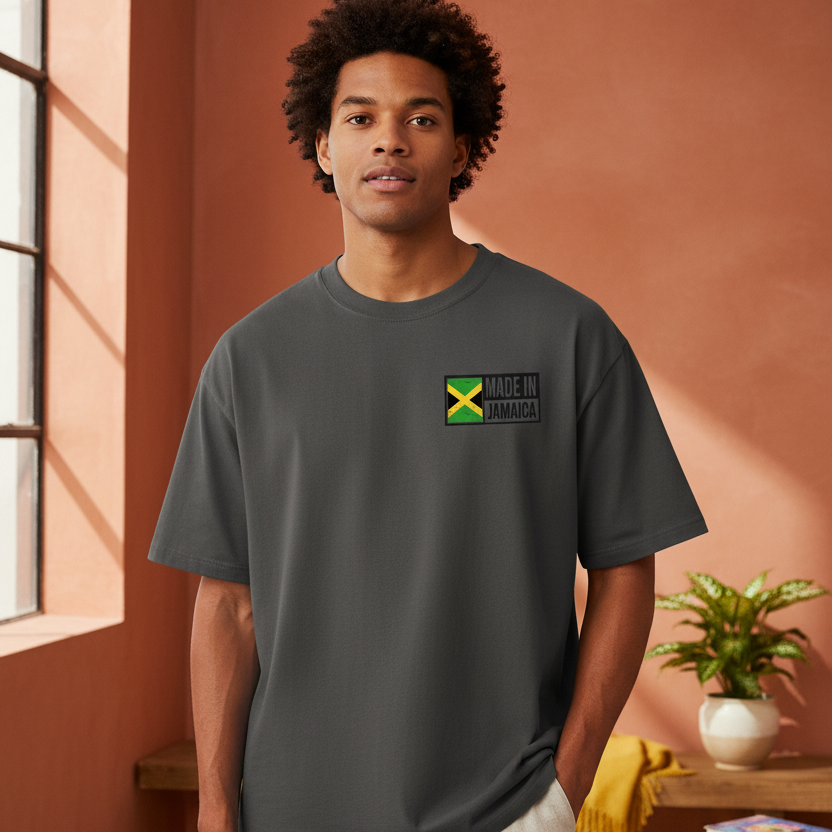 Jamaica Flag Art Themed Graphic Boxy Oversized Unisex T-Shirt