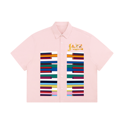 Colorful Piano Keys Print Unisex Boxy Short Sleeve Shirt