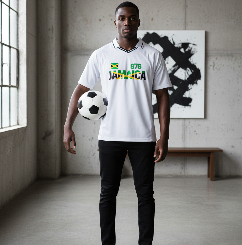 Jamaican Pride Themed Graphic V-Neck Unisex Soccer Jersey