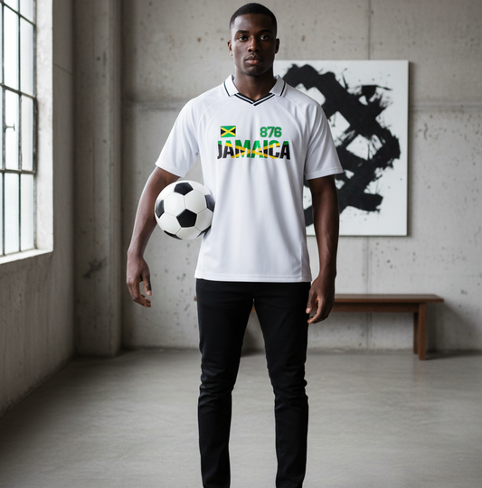 Jamaican Pride Themed Graphic V-Neck Unisex Soccer Jersey