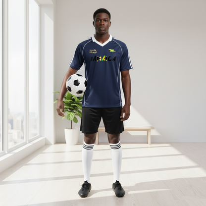 Jamaica Themed Graphic Shadow Stripe Collared Soccer Unisex Jersey