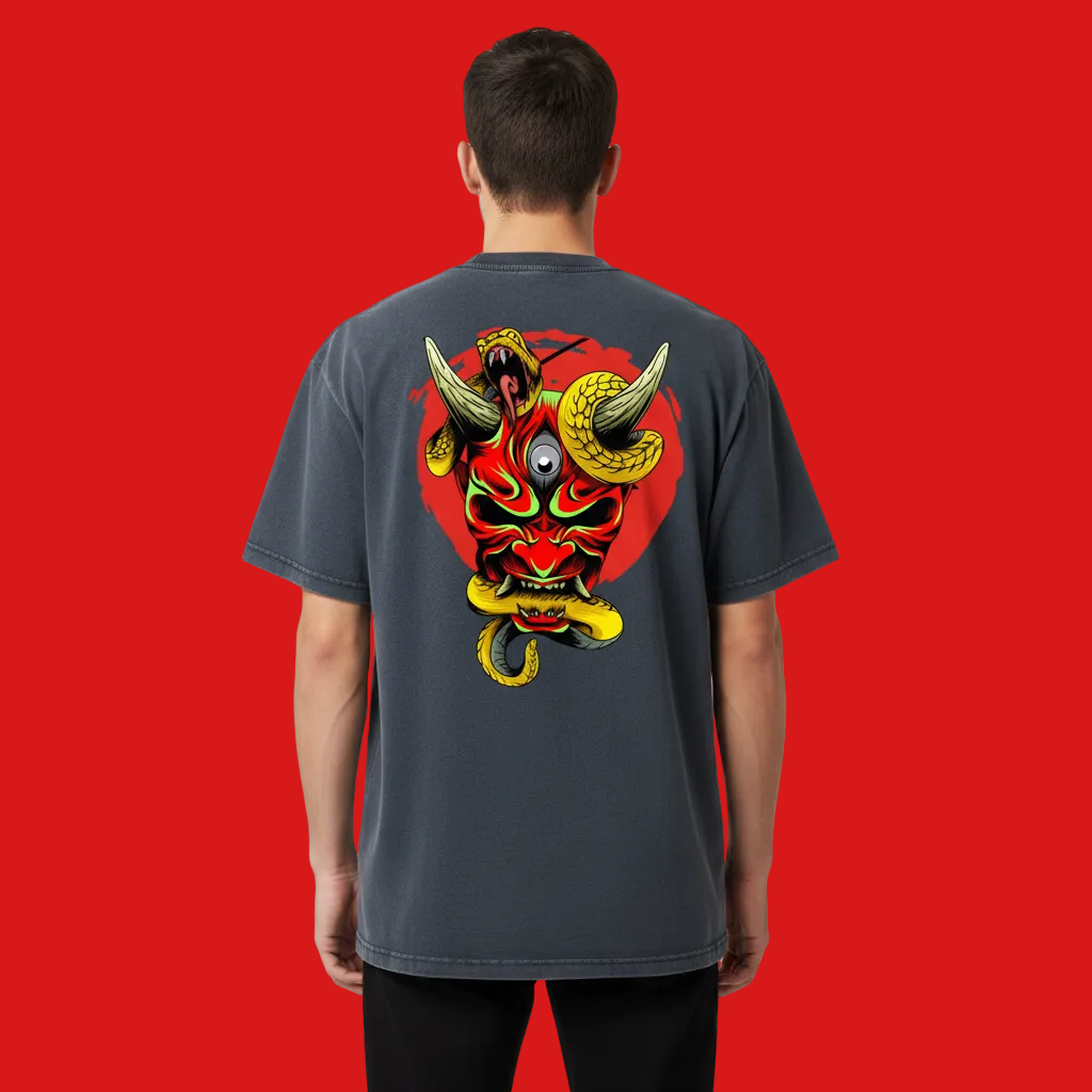Samurai Menpo Unisex Graphic Tee, Bamboo Slub Snow Washed T-Shirt