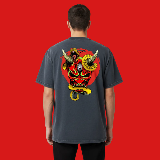 Samurai Menpo Unisex Graphic Tee, Bamboo Slub Snow Washed T-Shirt