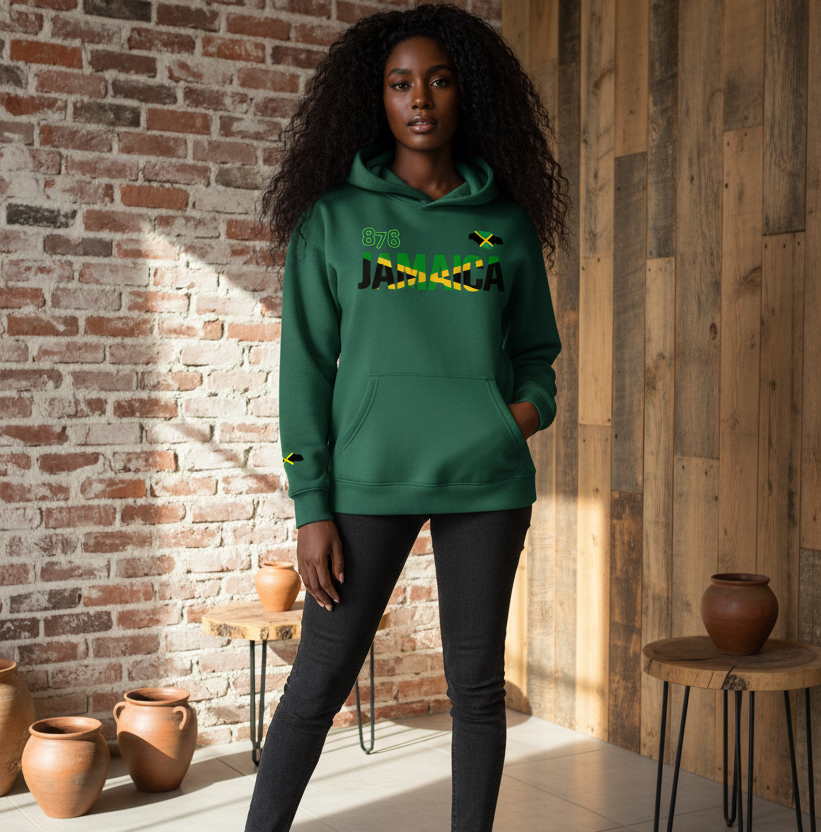 Jamaican Pride and Flag Themed Graphic Fleeced Unisex Hoodie