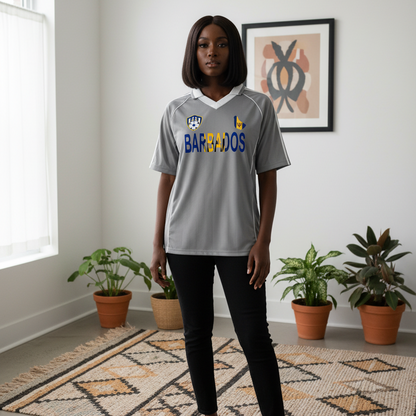 Barbados Flag Shadow Stripe Collared Soccer Jersey