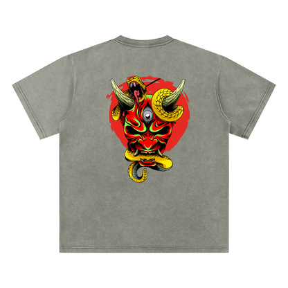 Samurai Menpo Unisex Graphic Tee, Bamboo Slub Snow Washed T-Shirt
