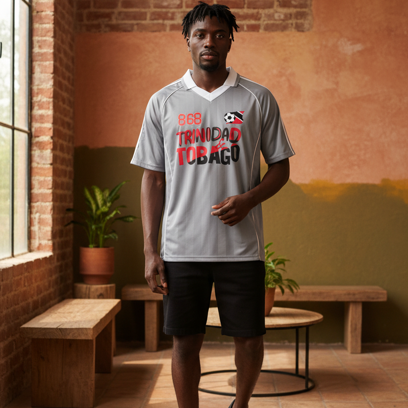 Trinidad Flag Shadow Stripe Collared Unisex Soccer Jersey