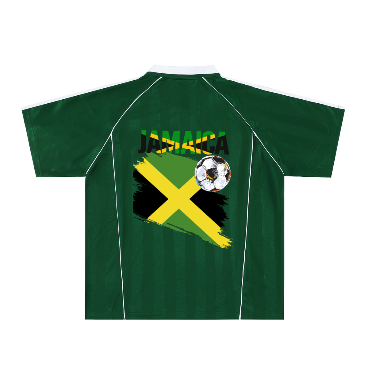 Jamaican Pride &  Flag Themed Shadow Stripe Collared Unisex Soccer Jersey