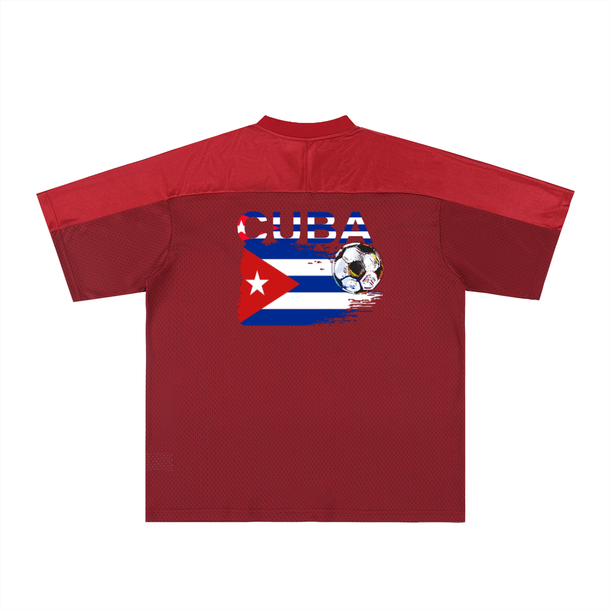 Unisex V-Neck Soccer Jersey Featuring a Cuba Flag-Inspired Graphic Mesh Design ODMPOD