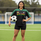 Bolivia Flag Themed Unisex Oversized Mesh V-Neck Soccer Jersey