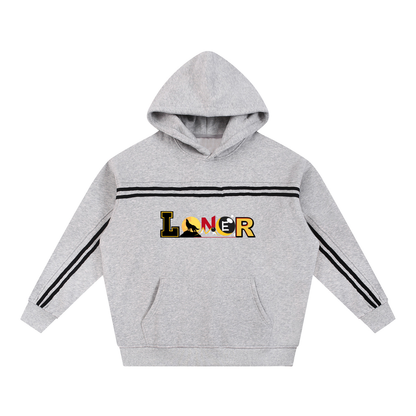 Medieval Knight and Dragon Graphic Hoodie, Sun Fade Contrast Tape Fleece Hoodie