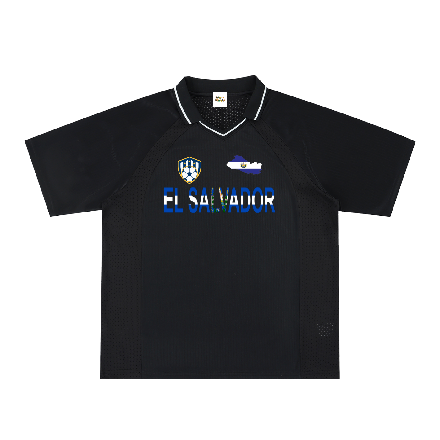 El Salvador Flag Themed Striped V-Neck Soccer Unisex Jersey