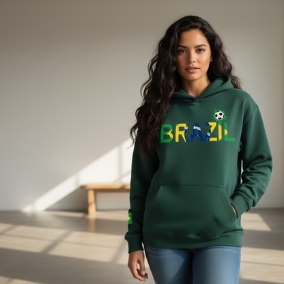 Brazil Flag Themed Graphic Unisex  Oversize Fleeced Hoodie