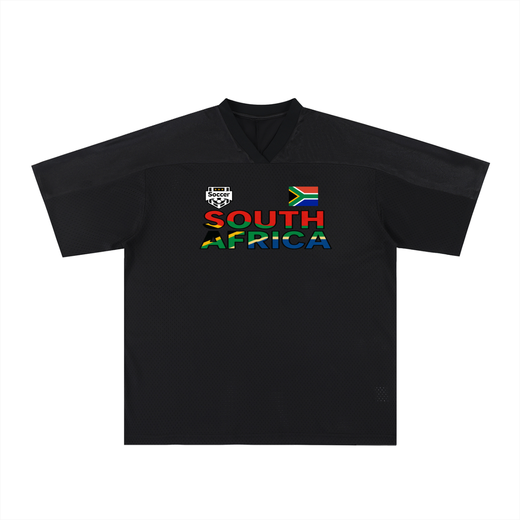 South African Flag Themed Graphic Mesh V-Neck Soccer Jersey ODMPOD