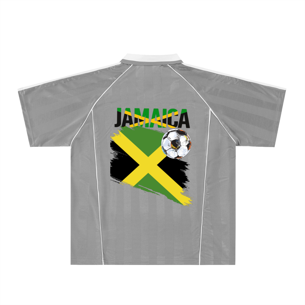 Jamaican Pride &  Flag Themed Shadow Stripe Collared Unisex Soccer Jersey