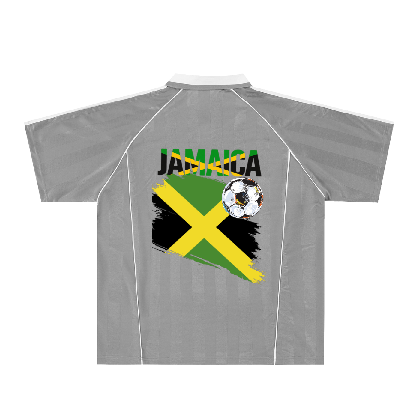 Jamaican Pride &  Flag Themed Shadow Stripe Collared Unisex Soccer Jersey