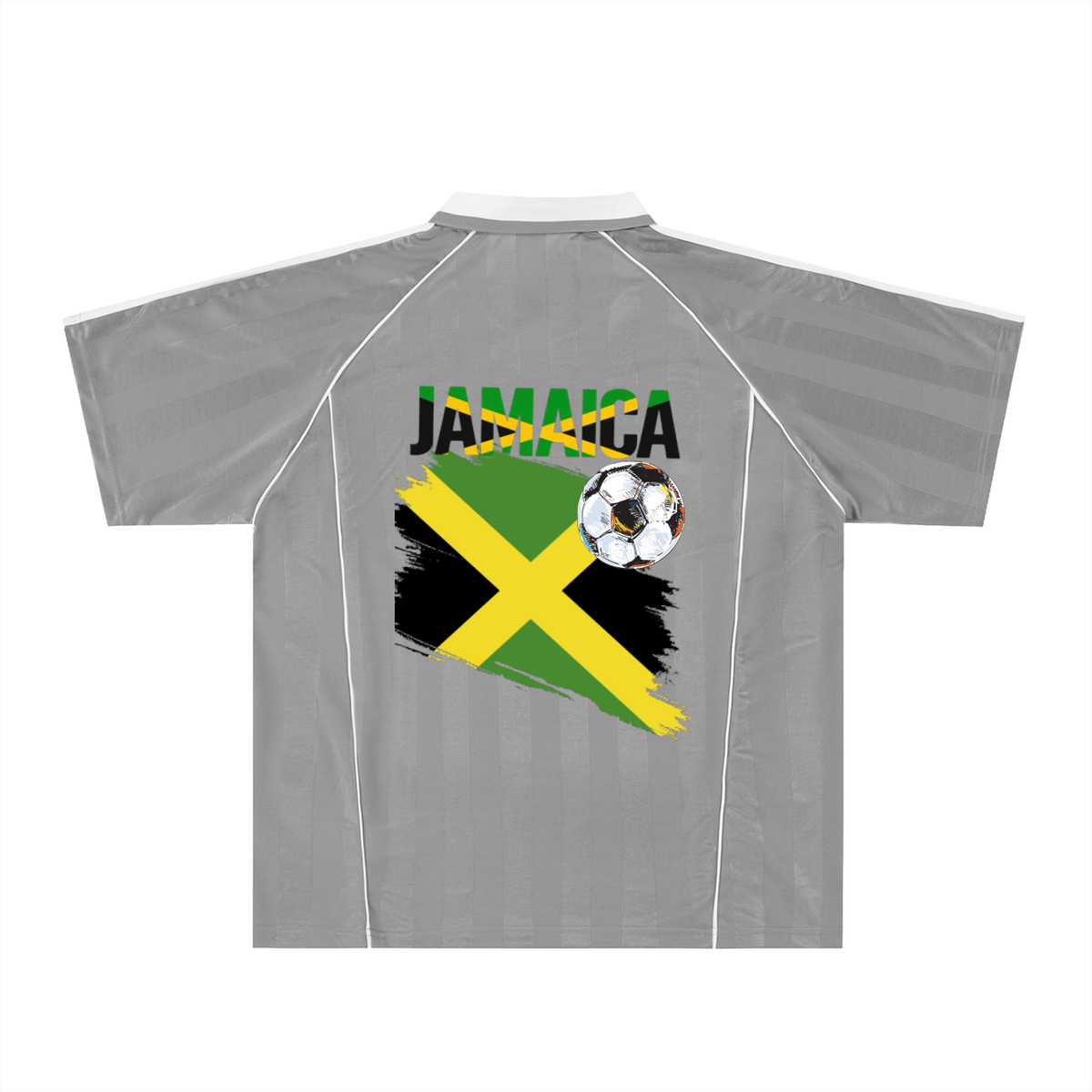 Jamaican Pride &  Flag Themed Shadow Stripe Collared Unisex Soccer Jersey