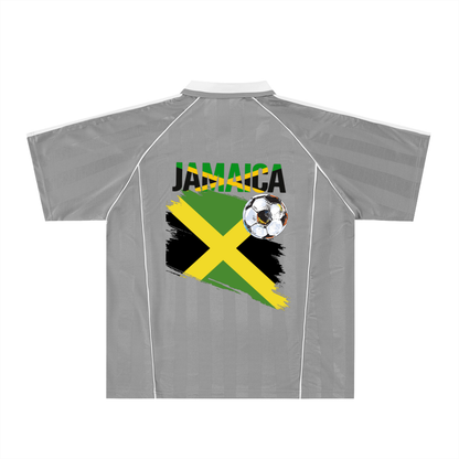Jamaican Pride &  Flag Themed Shadow Stripe Collared Unisex Soccer Jersey