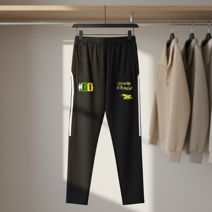 Jamaican Flag Themed Unisex Side Stripe Running Pants