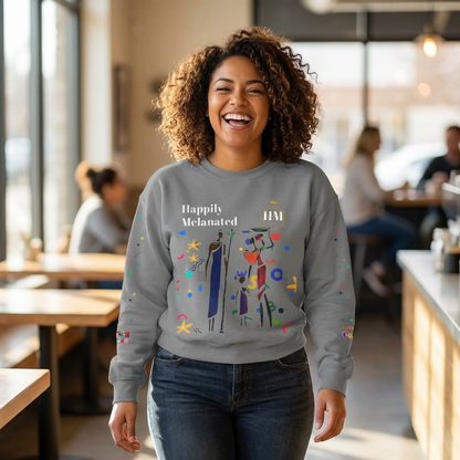 Bold Ethnic Unisex Light Weight Crewneck, Hand-drawn Tribal Family Doodle Design