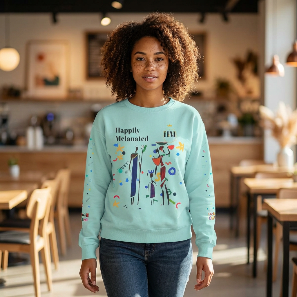 Bold Ethnic Unisex Light Weight Crewneck, Hand-drawn Tribal Family Doodle Design Printify